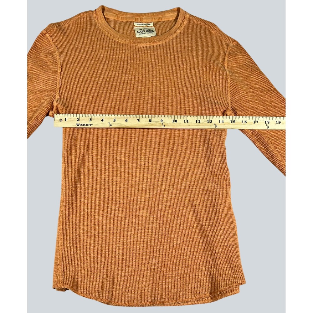 Lucky Brand Mens Lived In Thermal Waffle Knit Shirt Burnt Orange Size Small - Picture 3 of 14
